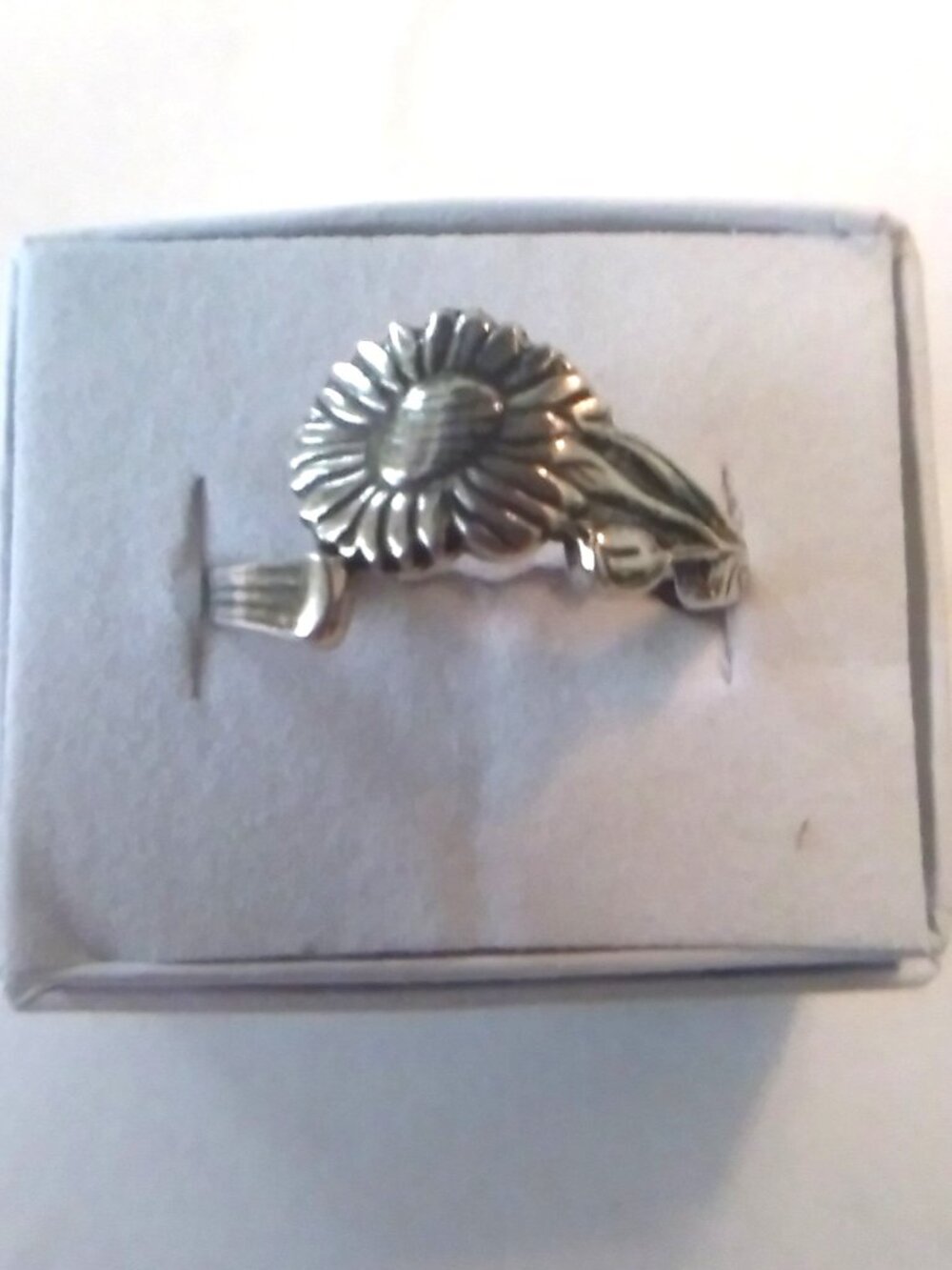 Silver Sunflower Spoon Ring